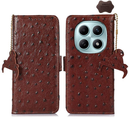 Ostrich Pattern Genuine Leather RFID Phone Case, For Redmi A7 Pro 171mm/Poco C85x 5G, For Redmi Turbo 5 Max / Poco X8 Pro Max, For Redmi Turbo 5 5G / Poco X8 Pro 5G, For Redmi Note 15 5G Global 164mm, For Redmi K90 Pro Max/Poco F8 Ultra                ...