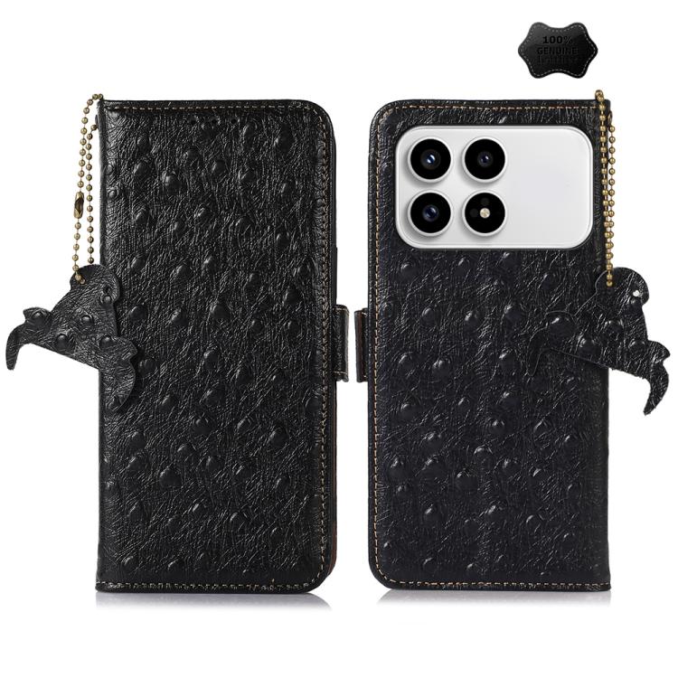 Ostrich Pattern Genuine Leather RFID Phone Case, For Redmi A7 Pro 171mm/Poco C85x 5G, For Redmi Turbo 5 Max / Poco X8 Pro Max, For Redmi Turbo 5 5G / Poco X8 Pro 5G, For Redmi Note 15 5G Global 164mm, For Redmi K90 Pro Max/Poco F8 Ultra                ...