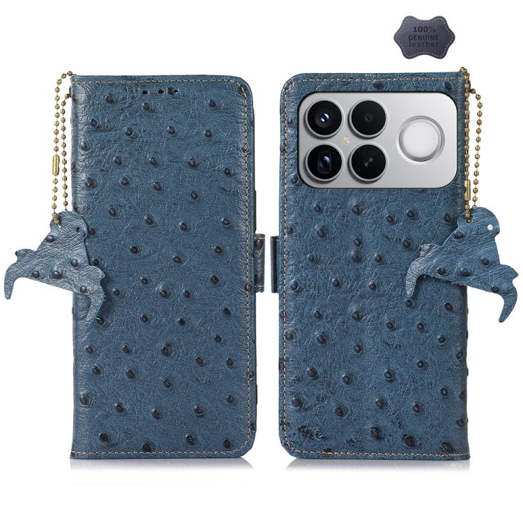 Ostrich Pattern Genuine Leather RFID Phone Case, For Redmi A7 Pro 171mm/Poco C85x 5G, For Redmi Turbo 5 Max / Poco X8 Pro Max, For Redmi Turbo 5 5G / Poco X8 Pro 5G, For Redmi Note 15 5G Global 164mm, For Redmi K90 Pro Max/Poco F8 Ultra                ...