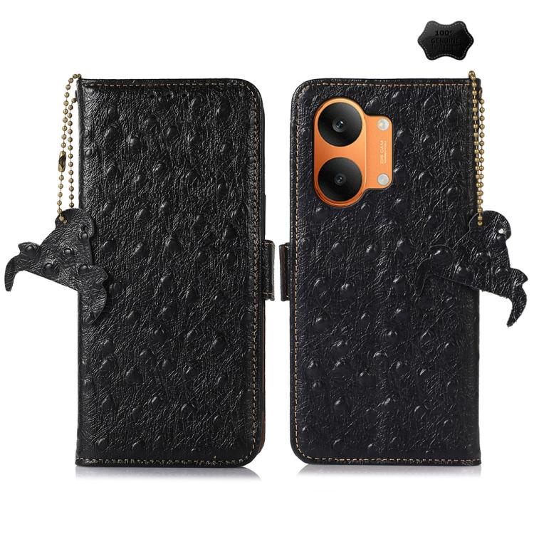 Ostrich Pattern Genuine Leather RFID Phone Case, For Redmi A7 Pro 171mm/Poco C85x 5G, For Redmi Turbo 5 Max / Poco X8 Pro Max, For Redmi Turbo 5 5G / Poco X8 Pro 5G, For Redmi Note 15 5G Global 164mm, For Redmi K90 Pro Max/Poco F8 Ultra                ...
