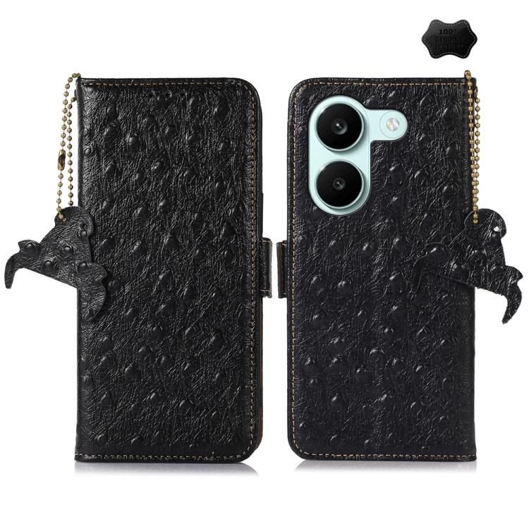 Ostrich Pattern Genuine Leather RFID Phone Case, For Redmi A7 Pro 171mm/Poco C85x 5G, For Redmi Turbo 5 Max / Poco X8 Pro Max, For Redmi Turbo 5 5G / Poco X8 Pro 5G, For Redmi Note 15 5G Global 164mm, For Redmi K90 Pro Max/Poco F8 Ultra                ...