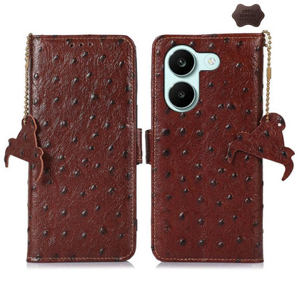 Ostrich Pattern Genuine Leather RFID Phone Case, For Redmi A7 Pro 171mm/Poco C85x 5G, For Redmi Turbo 5 Max / Poco X8 Pro Max, For Redmi Turbo 5 5G / Poco X8 Pro 5G, For Redmi Note 15 5G Global 164mm, For Redmi K90 Pro Max/Poco F8 Ultra                ...