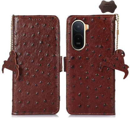 Ostrich Pattern Genuine Leather RFID Phone Case, For Redmi A7 Pro 171mm/Poco C85x 5G, For Redmi Turbo 5 Max / Poco X8 Pro Max, For Redmi Turbo 5 5G / Poco X8 Pro 5G, For Redmi Note 15 5G Global 164mm, For Redmi K90 Pro Max/Poco F8 Ultra                ...