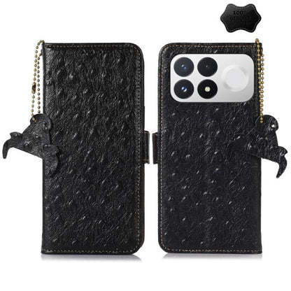 Ostrich Pattern Genuine Leather RFID Phone Case, For Redmi Note 17 Pro+ 5G Global 163.4, For Redmi Note 17 Pro 5G Global 163.5mm, For Redmi K100 Pro Max/Poco F9 Ultra 5G, For Redmi K100 Pro 5G/Poco F9 Pro 5G, For Redmi A7 Pro 171mm/Poco C85x 5G        ...