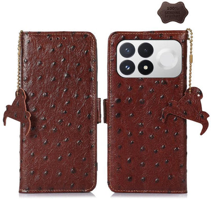 Ostrich Pattern Genuine Leather RFID Phone Case, For Redmi Note 17 Pro+ 5G Global 163.4, For Redmi Note 17 Pro 5G Global 163.5mm, For Redmi K100 Pro Max/Poco F9 Ultra 5G, For Redmi K100 Pro 5G/Poco F9 Pro 5G, For Redmi A7 Pro 171mm/Poco C85x 5G        ...