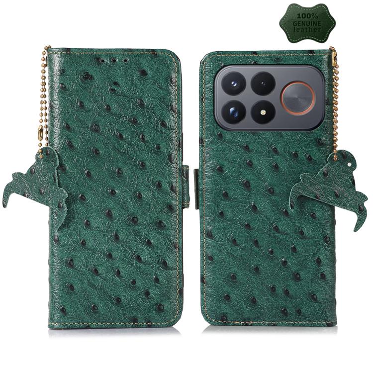 Ostrich Pattern Genuine Leather RFID Phone Case, For Redmi Note 17 Pro+ 5G Global 163.4, For Redmi Note 17 Pro 5G Global 163.5mm, For Redmi K100 Pro Max/Poco F9 Ultra 5G, For Redmi K100 Pro 5G/Poco F9 Pro 5G, For Redmi A7 Pro 171mm/Poco C85x 5G        ...