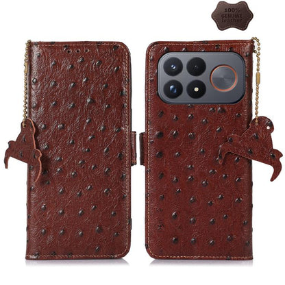 Ostrich Pattern Genuine Leather RFID Phone Case, For Redmi Note 17 Pro+ 5G Global 163.4, For Redmi Note 17 Pro 5G Global 163.5mm, For Redmi K100 Pro Max/Poco F9 Ultra 5G, For Redmi K100 Pro 5G/Poco F9 Pro 5G, For Redmi A7 Pro 171mm/Poco C85x 5G        ...