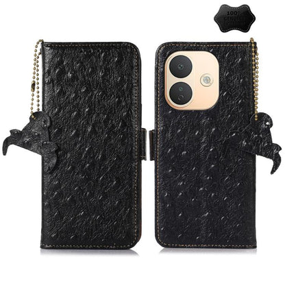 Ostrich Pattern Genuine Leather RFID Phone Case, For Redmi Note 17 Pro+ 5G Global 163.4, For Redmi Note 17 Pro 5G Global 163.5mm, For Redmi K100 Pro Max/Poco F9 Ultra 5G, For Redmi K100 Pro 5G/Poco F9 Pro 5G, For Redmi A7 Pro 171mm/Poco C85x 5G        ...