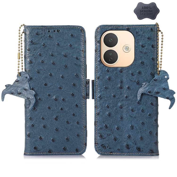 Ostrich Pattern Genuine Leather RFID Phone Case, For Redmi Note 17 Pro+ 5G Global 163.4, For Redmi Note 17 Pro 5G Global 163.5mm, For Redmi K100 Pro Max/Poco F9 Ultra 5G, For Redmi K100 Pro 5G/Poco F9 Pro 5G, For Redmi A7 Pro 171mm/Poco C85x 5G        ...
