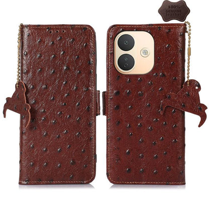 Ostrich Pattern Genuine Leather RFID Phone Case, For Redmi Note 17 Pro+ 5G Global 163.4, For Redmi Note 17 Pro 5G Global 163.5mm, For Redmi K100 Pro Max/Poco F9 Ultra 5G, For Redmi K100 Pro 5G/Poco F9 Pro 5G, For Redmi A7 Pro 171mm/Poco C85x 5G        ...