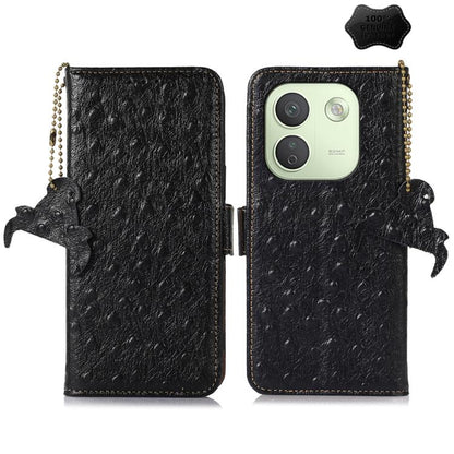 Ostrich Pattern Genuine Leather RFID Phone Case, For Redmi Note 17 Pro+ 5G Global 163.4, For Redmi Note 17 Pro 5G Global 163.5mm, For Redmi K100 Pro Max/Poco F9 Ultra 5G, For Redmi K100 Pro 5G/Poco F9 Pro 5G, For Redmi A7 Pro 171mm/Poco C85x 5G        ...