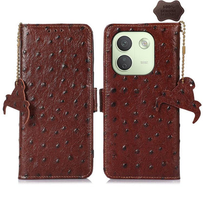 Ostrich Pattern Genuine Leather RFID Phone Case, For Redmi Note 17 Pro+ 5G Global 163.4, For Redmi Note 17 Pro 5G Global 163.5mm, For Redmi K100 Pro Max/Poco F9 Ultra 5G, For Redmi K100 Pro 5G/Poco F9 Pro 5G, For Redmi A7 Pro 171mm/Poco C85x 5G        ...