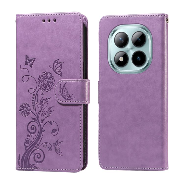 Embossed Butterfly Flowers Leather Phone Case, For Redmi 15a 5G, For Redmi Turbo 5 Max 5G / Poco X8 Pro Max 5G, For Redmi Turbo 5 5G / Poco X8 Pro 5G, For Redmi Note 15 Pro+ 5G 163.3mm / Poco M8 Pro 5G, For Redmi Note 15 4G / 5G Global 164mm / Poco M8 ...