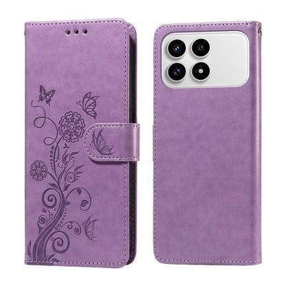Embossed Butterfly Flowers Leather Phone Case, For Redmi 15a 5G, For Redmi Turbo 5 Max 5G / Poco X8 Pro Max 5G, For Redmi Turbo 5 5G / Poco X8 Pro 5G, For Redmi Note 15 Pro+ 5G 163.3mm / Poco M8 Pro 5G, For Redmi Note 15 4G / 5G Global 164mm / Poco M8 ...