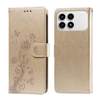 Embossed Butterfly Flowers Leather Phone Case, For Redmi 15a 5G, For Redmi Turbo 5 Max 5G / Poco X8 Pro Max 5G, For Redmi Turbo 5 5G / Poco X8 Pro 5G, For Redmi Note 15 Pro+ 5G 163.3mm / Poco M8 Pro 5G, For Redmi Note 15 4G / 5G Global 164mm / Poco M8 ...
