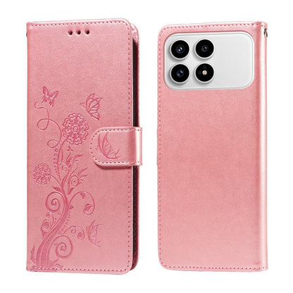 Embossed Butterfly Flowers Leather Phone Case, For Redmi 15a 5G, For Redmi Turbo 5 Max 5G / Poco X8 Pro Max 5G, For Redmi Turbo 5 5G / Poco X8 Pro 5G, For Redmi Note 15 Pro+ 5G 163.3mm / Poco M8 Pro 5G, For Redmi Note 15 4G / 5G Global 164mm / Poco M8 ...