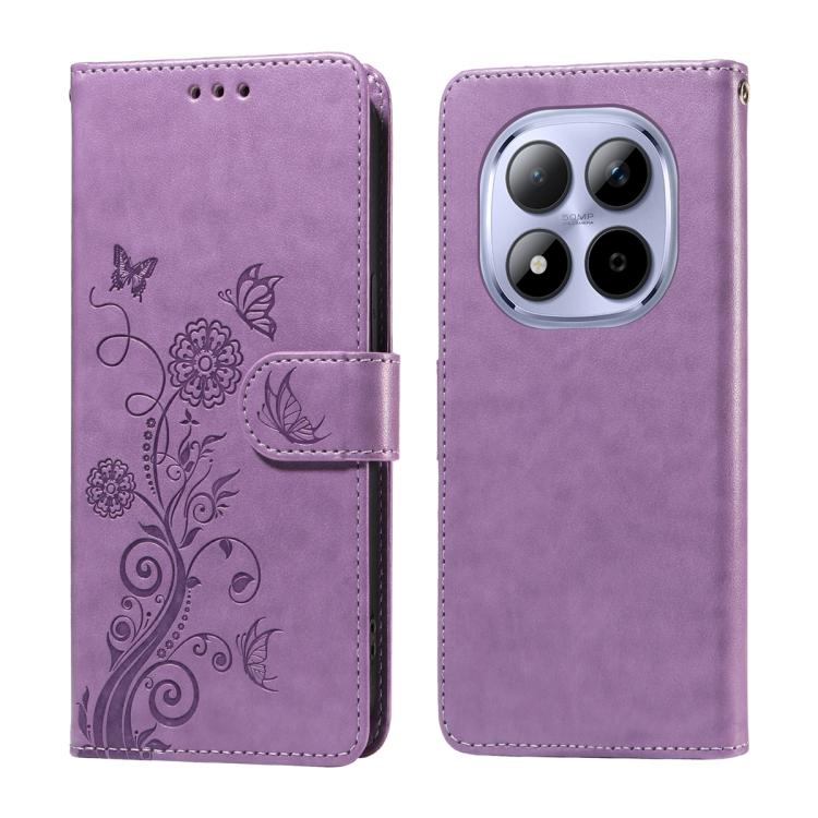 Embossed Butterfly Flowers Leather Phone Case, For Redmi 15a 5G, For Redmi Turbo 5 Max 5G / Poco X8 Pro Max 5G, For Redmi Turbo 5 5G / Poco X8 Pro 5G, For Redmi Note 15 Pro+ 5G 163.3mm / Poco M8 Pro 5G, For Redmi Note 15 4G / 5G Global 164mm / Poco M8 ...