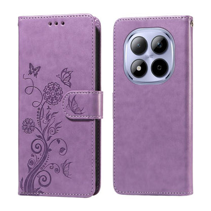 Embossed Butterfly Flowers Leather Phone Case, For Redmi 15a 5G, For Redmi Turbo 5 Max 5G / Poco X8 Pro Max 5G, For Redmi Turbo 5 5G / Poco X8 Pro 5G, For Redmi Note 15 Pro+ 5G 163.3mm / Poco M8 Pro 5G, For Redmi Note 15 4G / 5G Global 164mm / Poco M8 ...