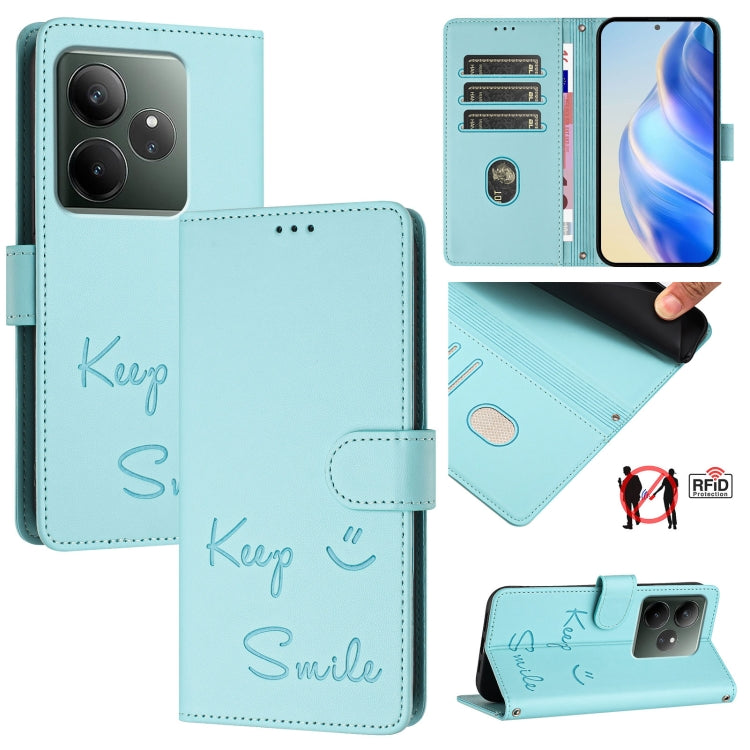 Smile Embossing RFID Leather Phone Case, For Realme GT 7 Pro 5G, For Realme C63 5G Global, For Realme Note 60 4G Global, For Realme 13+ 5G Global, For Realme 13 Pro / 13 Pro+ 5G, For Realme GT 6 / 6T 5G Global, For Realme C63 / C61 Global              ...