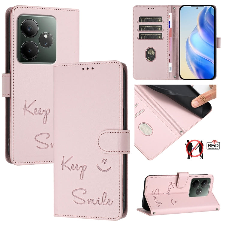 Smile Embossing RFID Leather Phone Case, For Realme GT 7 Pro 5G, For Realme C63 5G Global, For Realme Note 60 4G Global, For Realme 13+ 5G Global, For Realme 13 Pro / 13 Pro+ 5G, For Realme GT 6 / 6T 5G Global, For Realme C63 / C61 Global              ...