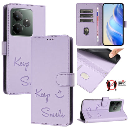 Smile Embossing RFID Leather Phone Case, For Realme GT 7 Pro 5G, For Realme C63 5G Global, For Realme Note 60 4G Global, For Realme 13+ 5G Global, For Realme 13 Pro / 13 Pro+ 5G, For Realme GT 6 / 6T 5G Global, For Realme C63 / C61 Global              ...