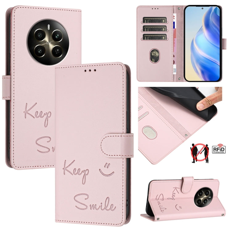 Smile Embossing RFID Leather Phone Case, For Realme GT 7 Pro 5G, For Realme C63 5G Global, For Realme Note 60 4G Global, For Realme 13+ 5G Global, For Realme 13 Pro / 13 Pro+ 5G, For Realme GT 6 / 6T 5G Global, For Realme C63 / C61 Global              ...