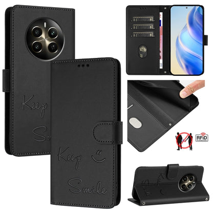 Smile Embossing RFID Leather Phone Case, For Realme GT 7 Pro 5G, For Realme C63 5G Global, For Realme Note 60 4G Global, For Realme 13+ 5G Global, For Realme 13 Pro / 13 Pro+ 5G, For Realme GT 6 / 6T 5G Global, For Realme C63 / C61 Global              ...