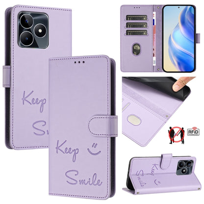 Smile Embossing RFID Leather Phone Case, For Realme GT 7 Pro 5G, For Realme C63 5G Global, For Realme Note 60 4G Global, For Realme 13+ 5G Global, For Realme 13 Pro / 13 Pro+ 5G, For Realme GT 6 / 6T 5G Global, For Realme C63 / C61 Global              ...