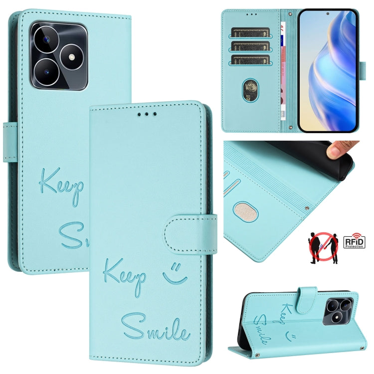 Smile Embossing RFID Leather Phone Case, For Realme GT 7 Pro 5G, For Realme C63 5G Global, For Realme Note 60 4G Global, For Realme 13+ 5G Global, For Realme 13 Pro / 13 Pro+ 5G, For Realme GT 6 / 6T 5G Global, For Realme C63 / C61 Global              ...