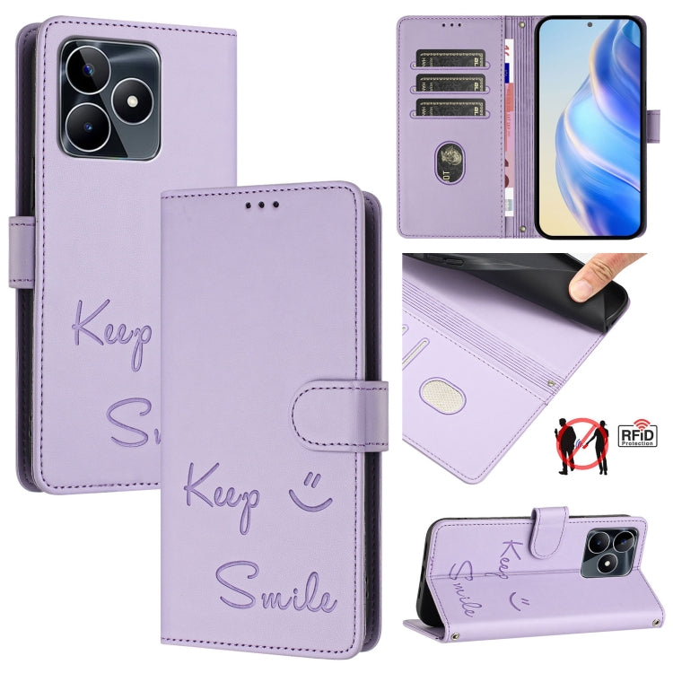 Smile Embossing RFID Leather Phone Case, For Realme GT 7 Pro 5G, For Realme C63 5G Global, For Realme Note 60 4G Global, For Realme 13+ 5G Global, For Realme 13 Pro / 13 Pro+ 5G, For Realme GT 6 / 6T 5G Global, For Realme C63 / C61 Global              ...