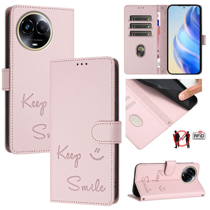 Smile Embossing RFID Leather Phone Case, For Realme GT 7 Pro 5G, For Realme C63 5G Global, For Realme Note 60 4G Global, For Realme 13+ 5G Global, For Realme 13 Pro / 13 Pro+ 5G, For Realme GT 6 / 6T 5G Global, For Realme C63 / C61 Global              ...