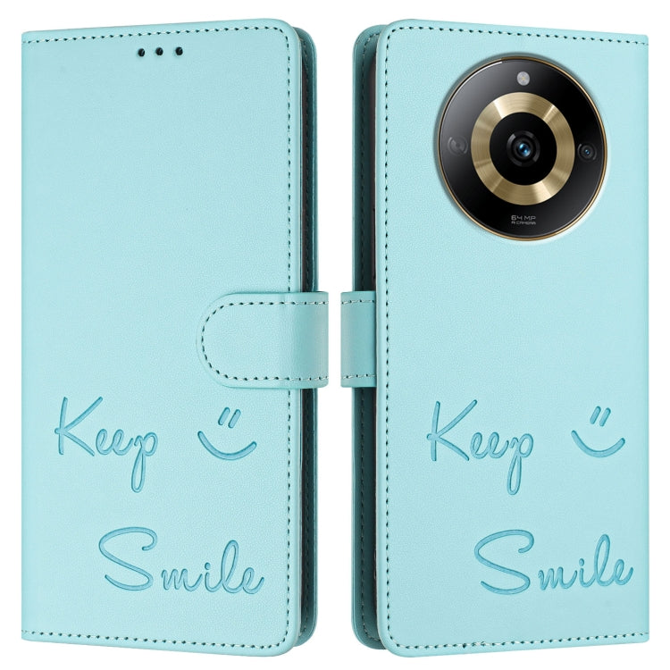 Smile Embossing RFID Leather Phone Case, For Realme 11 4G Global, For Realme Narzo 60x 5G Global, For Realme 11 5G Global / 11X 5G, For Realme GT5 5G 240W / GT5 5G, For Realme Narzo 60 Pro Global, For Realme C65 4G Global, For Realme C55 4G Global     ...
