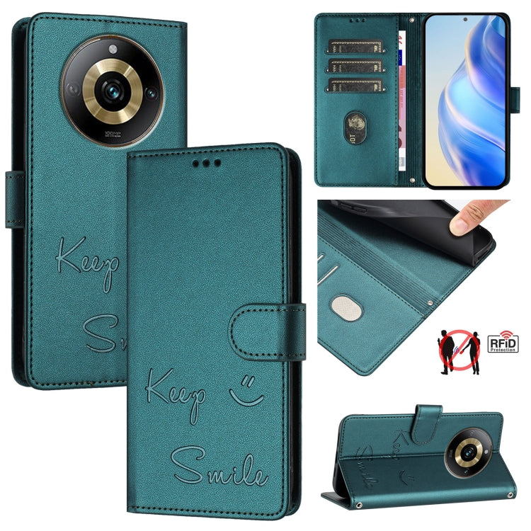 Smile Embossing RFID Leather Phone Case, For Realme 11 4G Global, For Realme Narzo 60x 5G Global, For Realme 11 5G Global / 11X 5G, For Realme GT5 5G 240W / GT5 5G, For Realme Narzo 60 Pro Global, For Realme C65 4G Global, For Realme C55 4G Global     ...