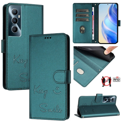 Smile Embossing RFID Leather Phone Case, For Realme 11 4G Global, For Realme Narzo 60x 5G Global, For Realme 11 5G Global / 11X 5G, For Realme GT5 5G 240W / GT5 5G, For Realme Narzo 60 Pro Global, For Realme C65 4G Global, For Realme C55 4G Global     ...