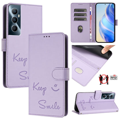 Smile Embossing RFID Leather Phone Case, For Realme 11 4G Global, For Realme Narzo 60x 5G Global, For Realme 11 5G Global / 11X 5G, For Realme GT5 5G 240W / GT5 5G, For Realme Narzo 60 Pro Global, For Realme C65 4G Global, For Realme C55 4G Global     ...