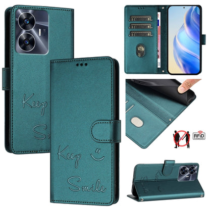 Smile Embossing RFID Leather Phone Case, For Realme 11 4G Global, For Realme Narzo 60x 5G Global, For Realme 11 5G Global / 11X 5G, For Realme GT5 5G 240W / GT5 5G, For Realme Narzo 60 Pro Global, For Realme C65 4G Global, For Realme C55 4G Global     ...