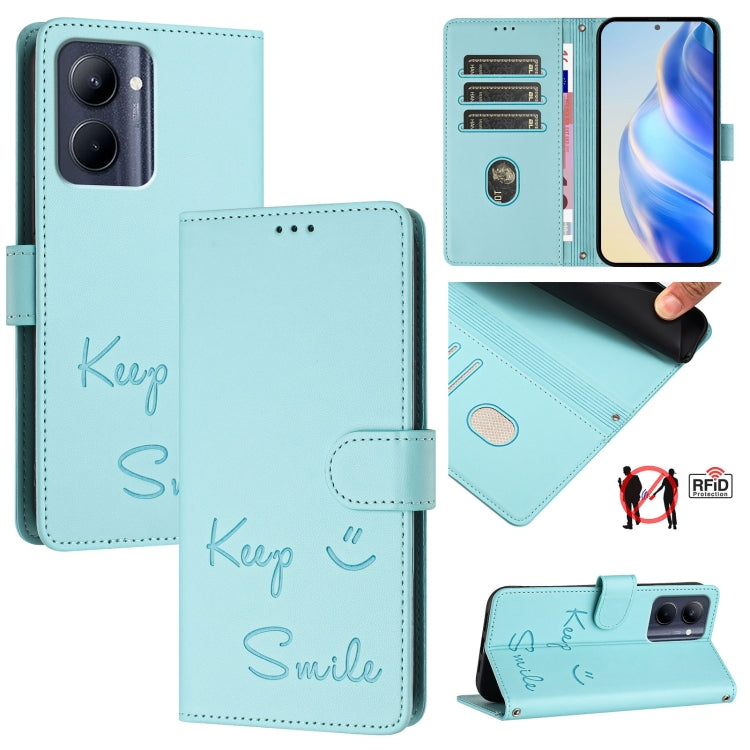 Smile Embossing RFID Leather Phone Case, For Realme 11 4G Global, For Realme Narzo 60x 5G Global, For Realme 11 5G Global / 11X 5G, For Realme GT5 5G 240W / GT5 5G, For Realme Narzo 60 Pro Global, For Realme C65 4G Global, For Realme C55 4G Global     ...
