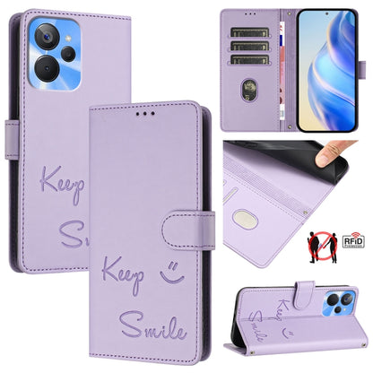 Smile Embossing RFID Leather Phone Case, For Realme 11 4G Global, For Realme Narzo 60x 5G Global, For Realme 11 5G Global / 11X 5G, For Realme GT5 5G 240W / GT5 5G, For Realme Narzo 60 Pro Global, For Realme C65 4G Global, For Realme C55 4G Global     ...