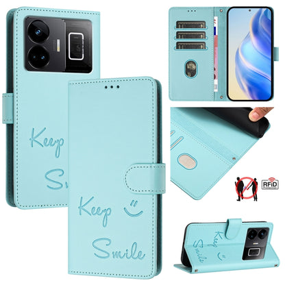 Smile Embossing RFID Leather Phone Case, For Realme 11 4G Global, For Realme Narzo 60x 5G Global, For Realme 11 5G Global / 11X 5G, For Realme GT5 5G 240W / GT5 5G, For Realme Narzo 60 Pro Global, For Realme C65 4G Global, For Realme C55 4G Global     ...