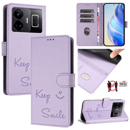 Smile Embossing RFID Leather Phone Case, For Realme 11 4G Global, For Realme Narzo 60x 5G Global, For Realme 11 5G Global / 11X 5G, For Realme GT5 5G 240W / GT5 5G, For Realme Narzo 60 Pro Global, For Realme C65 4G Global, For Realme C55 4G Global     ...