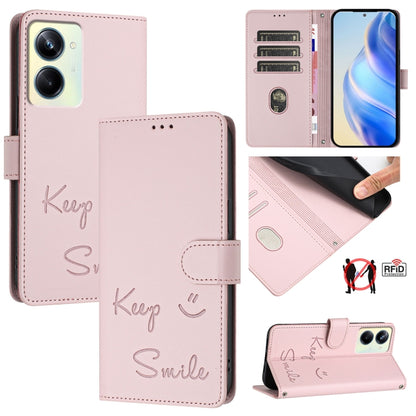 Smile Embossing RFID Leather Phone Case, For Realme 11 4G Global, For Realme Narzo 60x 5G Global, For Realme 11 5G Global / 11X 5G, For Realme GT5 5G 240W / GT5 5G, For Realme Narzo 60 Pro Global, For Realme C65 4G Global, For Realme C55 4G Global     ...