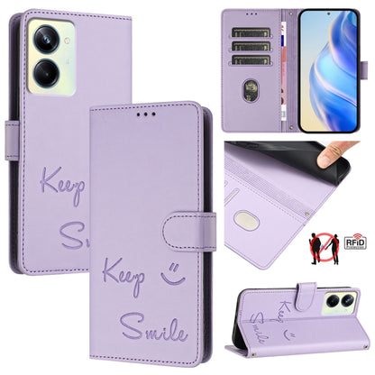 Smile Embossing RFID Leather Phone Case, For Realme 11 4G Global, For Realme Narzo 60x 5G Global, For Realme 11 5G Global / 11X 5G, For Realme GT5 5G 240W / GT5 5G, For Realme Narzo 60 Pro Global, For Realme C65 4G Global, For Realme C55 4G Global     ...