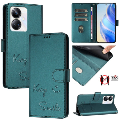 Smile Embossing RFID Leather Phone Case, For Realme 11 4G Global, For Realme Narzo 60x 5G Global, For Realme 11 5G Global / 11X 5G, For Realme GT5 5G 240W / GT5 5G, For Realme Narzo 60 Pro Global, For Realme C65 4G Global, For Realme C55 4G Global     ...