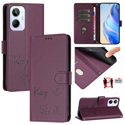 Smile Embossing RFID Leather Phone Case, For Realme 11 4G Global, For Realme Narzo 60x 5G Global, For Realme 11 5G Global / 11X 5G, For Realme GT5 5G 240W / GT5 5G, For Realme Narzo 60 Pro Global, For Realme C65 4G Global, For Realme C55 4G Global     ...