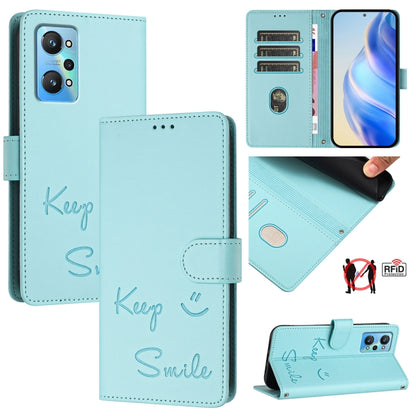 Smile Embossing RFID Leather Phone Case, For Realme C30 4G / Narzo 50i Prime, For Realme GT Neo 3T, For Realme Narzo 50 Pro 5G, For Realme 9 Pro+ 5G, For Realme 9 4G Global, For Realme V23 / Narzo 50, For Realme GT Neo 3, For Realme 8 5G / 9 5G India  ...