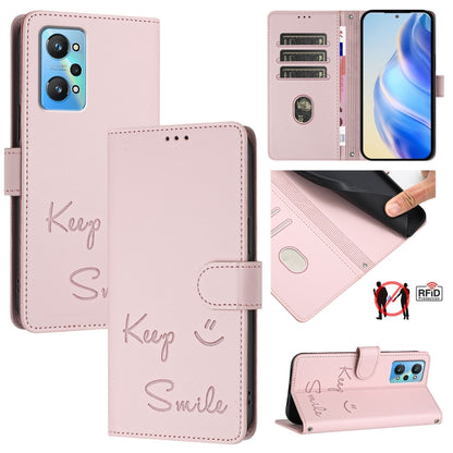Smile Embossing RFID Leather Phone Case, For Realme C30 4G / Narzo 50i Prime, For Realme GT Neo 3T, For Realme Narzo 50 Pro 5G, For Realme 9 Pro+ 5G, For Realme 9 4G Global, For Realme V23 / Narzo 50, For Realme GT Neo 3, For Realme 8 5G / 9 5G India  ...