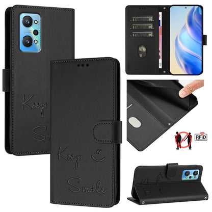 Smile Embossing RFID Leather Phone Case, For Realme C30 4G / Narzo 50i Prime, For Realme GT Neo 3T, For Realme Narzo 50 Pro 5G, For Realme 9 Pro+ 5G, For Realme 9 4G Global, For Realme V23 / Narzo 50, For Realme GT Neo 3, For Realme 8 5G / 9 5G India  ...