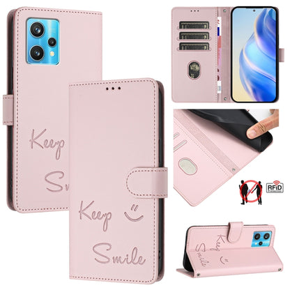 Smile Embossing RFID Leather Phone Case, For Realme C30 4G / Narzo 50i Prime, For Realme GT Neo 3T, For Realme Narzo 50 Pro 5G, For Realme 9 Pro+ 5G, For Realme 9 4G Global, For Realme V23 / Narzo 50, For Realme GT Neo 3, For Realme 8 5G / 9 5G India  ...