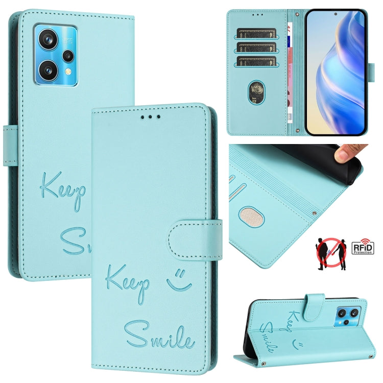 Smile Embossing RFID Leather Phone Case, For Realme C30 4G / Narzo 50i Prime, For Realme GT Neo 3T, For Realme Narzo 50 Pro 5G, For Realme 9 Pro+ 5G, For Realme 9 4G Global, For Realme V23 / Narzo 50, For Realme GT Neo 3, For Realme 8 5G / 9 5G India  ...