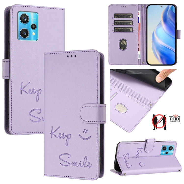 Smile Embossing RFID Leather Phone Case, For Realme C30 4G / Narzo 50i Prime, For Realme GT Neo 3T, For Realme Narzo 50 Pro 5G, For Realme 9 Pro+ 5G, For Realme 9 4G Global, For Realme V23 / Narzo 50, For Realme GT Neo 3, For Realme 8 5G / 9 5G India  ...